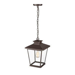 Pendant Fixtures Bellmon Outdoor Hanging Lantern - Powder Coat Bronze - Clear Glass - 9.5in. Diameter - E26 Medium Base