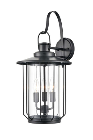 Wall Sconces Belvoir Outdoor Wall Sconce - Powder Coat Black - Clear Glass - 13in. Extension - E12 Candelabra Base