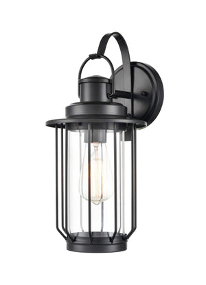 Wall Sconces Belvoir Outdoor Wall Sconce - Powder Coat Black - Clear Glass - 8in. Extension - E26 Medium Base