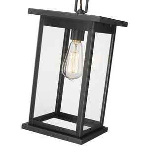 Pendant Fixtures Bowton Outdoor Hanging Lantern - Powder Coat Black - Clear Glass - 8.5in. Diameter - E26 Medium Base