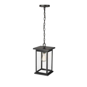 Pendant Fixtures Bowton Outdoor Hanging Lantern - Powder Coat Black - Clear Glass - 8.5in. Diameter - E26 Medium Base