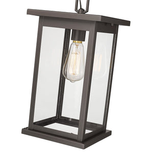 Pendant Fixtures Bowton Outdoor Hanging Lantern - Powder Coat Bronze - Clear Glass - 7.5in. Diameter - E26 Medium Base