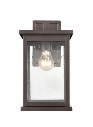 Wall Sconces Bowton Outdoor Wall Sconce - Powder Coat Bronze - Clear Seeded Glass - 8.125in. Extension - E26 Medium Base