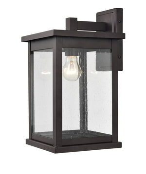 Wall Sconces Bowton Outdoor Wall Sconce - Powder Coat Bronze - Clear Seeded Glass - 9.5in. Extension - E26 Medium Base