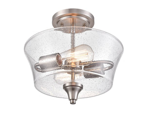 Flush Mounts Caily Semi-Flush Mount Fixture - Brushed Nickel - Clear Seeded Glass - 11.62in. Diameter - E26 Medium Base
