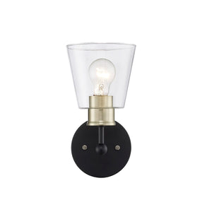 Wall Sconces Cameron Wall Sconce - Matte Black / Modern Gold - Clear Glass - 6.75in. Extension - E26 Medium Base