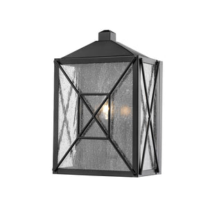 Wall Sconces Caswell Outdoor Wall Sconce - Powder Coat Black - Clear Seeded Glass - 5.5in. Extension - E12 Candelabra Base