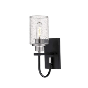 Wall Sconces Clifton Wall Sconce - Matte Black / Brushed Nickel - Clear Seeded Glass - 7in. Extension - E26 Medium Base