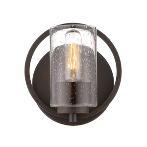 Wall Sconces Delano Wall Sconce - Rubbed Bronze - Clear Seeded Glass - 5in. Extension - E26 Medium Base