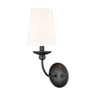 Wall Sconces Delvona Wall Sconce - Matte Black - White Cotton Shade - 5.5in. Extension - E12 Candelabra Base