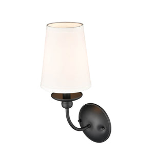 Wall Sconces Delvona Wall Sconce - Matte Black - White Cotton Shade - 5.5in. Extension - E12 Candelabra Base