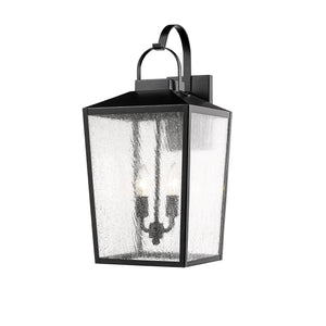 Wall Sconces Devens Outdoor Wall Sconce - Powder Coat Black - Clear Seeded Glass - 12in. Extension - E12 Candelabra Base