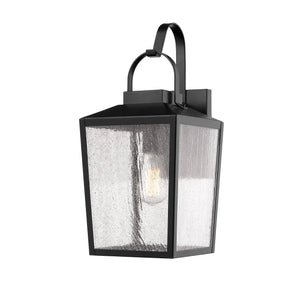 Wall Sconces Devens Outdoor Wall Sconce - Powder Coat Black - Clear Seeded Glass - 8.5in. Extension - E26 Medium Base