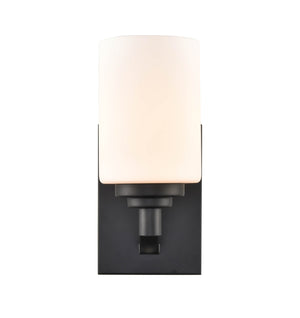 Wall Sconces Durham Wall Sconce - Matte Black - Etched White Glass - 6.125in. Extension - E26 Medium Base