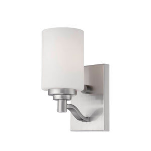 Wall Sconces Durham Wall Sconce - Satin Nickel - Etched White Glass - 6.125in. Extension - E26 Medium Base
