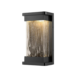 LED Wall Lamps Ederle Outdoor Wall Lamp - Powder Coat Black - Clear Water Seeded Glass - 11W Integrated LED Module - 850lm - 12in. H - 3000K Warm White