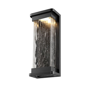 LED Wall Lamps Ederle Outdoor Wall Lamp - Powder Coat Black - Clear Water Seeded Glass - 11W Integrated LED Module - 850lm - 16in. H - 3000K Warm White