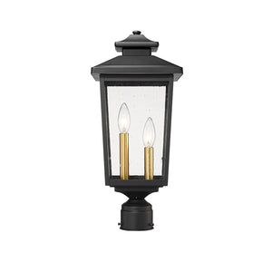 Post Top Lamps Eldrick Outdoor Post Top Lantern - Powder Coat Black - Clear Seeded Glass - 8.3in. Diameter - E12 Candelabra Base