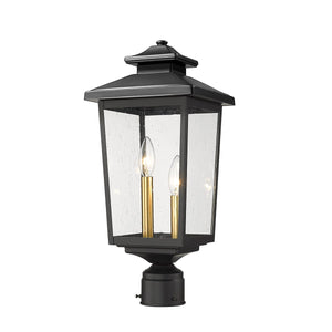Post Top Lamps Eldrick Outdoor Post Top Lantern - Powder Coat Black - Clear Seeded Glass - 8.3in. Diameter - E12 Candelabra Base