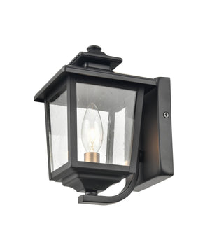 Wall Sconces Eldrick Outdoor Wall Sconce - Powder Coat Black - Clear Seeded Glass - 6.375in. Extension - E12 Candelabra Base