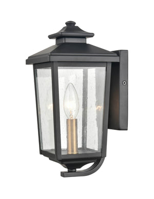 Wall Sconces Eldrick Outdoor Wall Sconce - Powder Coat Black - Clear Seeded Glass - 6.875in. Extension - E12 Candelabra Base