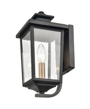 Wall Sconces Eldrick Outdoor Wall Sconce - Powder Coat Black - Clear Seeded Glass - 6.875in. Extension - E12 Candelabra Base