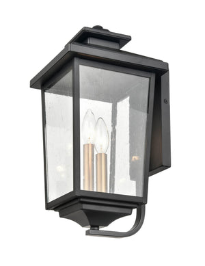 Wall Sconces Eldrick Outdoor Wall Sconce - Powder Coat Black - Clear Seeded Glass - 9.125in Extension - E12 Candelabra Base