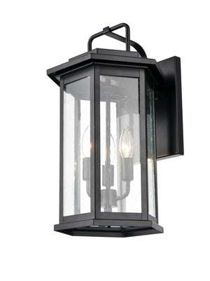 Wall Sconces Ellis Outdoor Wall Sconce - Powder Coat Black - Clear Seeded Glass - 11in. Extension - E12 Candelabra Base