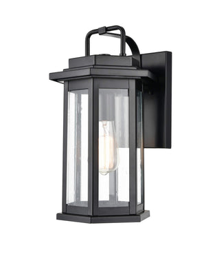 Wall Sconces Ellis Outdoor Wall Sconce - Powder Coat Black - Clear Seeded Glass - 9in. Extension - E26 Medium Base