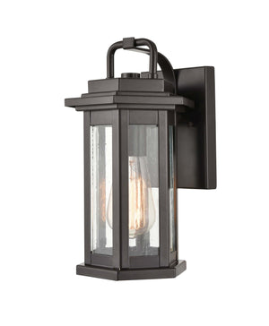 Wall Sconces Ellis Outdoor Wall Sconce - Powder Coat Bronze - Clear Seeded Glass - 7in. Extension - E26 Medium Base