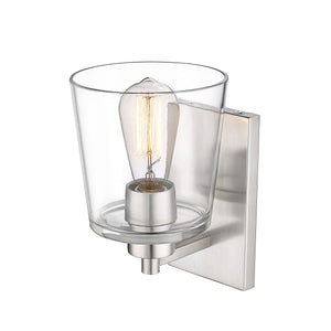 Wall Sconces Evalon Wall Sconce - Brushed Nickel - Clear Glass - 7.5in. Extension - E26 Medium Base