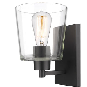 Wall Sconces Evalon Wall Sconce - Matte Black - Clear Glass - 7.5in. Extension - E26 Medium Base