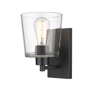 Wall Sconces Evalon Wall Sconce - Matte Black - Clear Glass - 7.5in. Extension - E26 Medium Base