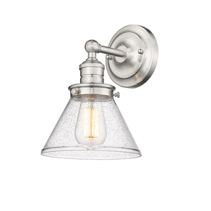 Wall Sconces Eyden Wall Sconce - Brushed Nickel - Clear Seeded Glass - 9in. Extension - E26 Medium Base