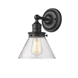 Wall Sconces Eyden Wall Sconce - Matte Black - Clear Seeded Glass - 9in. Extension - E26 Medium Base