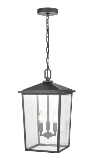 Pendant Fixtures Fetterton Outdoor Hanging Lantern - Powder Coated Black - Clear Glass - 11in. Diameter - E12 Candelabra Base