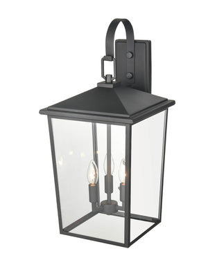 Wall Sconces Fetterton Outdoor Wall Sconce - Powder Coat Black - Clear Glass - 11.75in. Extension - E12 Candelabra Base