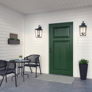 Wall Sconces Fetterton Outdoor Wall Sconce - Powder Coat Black - Clear Glass - 11.75in. Extension - E12 Candelabra Base