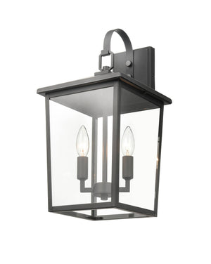 Wall Sconces Fetterton Outdoor Wall Sconce - Powder Coat Black - Clear Glass - 9.75in. Extension - E12 Candelabra Base