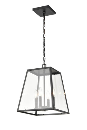 Pendant Fixtures Grant Outdoor Hanging Lantern - Powder Coated Black - Clear Glass - 12in. Diameter - E12 Candelabra Base