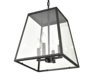 Pendant Fixtures Grant Outdoor Hanging Lantern - Powder Coated Black - Clear Glass - 12in. Diameter - E12 Candelabra Base