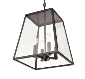 Pendant Fixtures Grant Outdoor Hanging Lantern - Powder Coated Bronze - Clear Glass - 12in. Diameter - E12 Candelabra Base