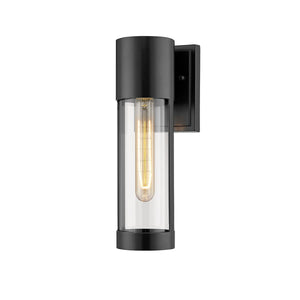Wall Sconces Hester Outdoor Wall Sconce - Powder Coat Black - Clear Glass - 5.1in Extension - E26 Medium Base