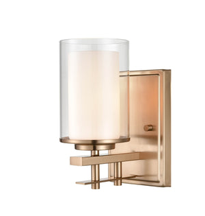 Wall Sconces Huderson Wall Sconce - Modern Gold - Clear Out / Etched White Inside Glass - 6.5in. Extension - E26 Medium Base