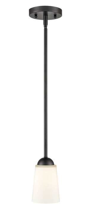 Pendant Fixtures Ivey Lake Pendant - Matte Black - Etched White Glass - 4.75in. Diameter - E26 Medium Base