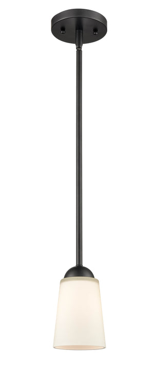Pendant Fixtures Ivey Lake Pendant - Matte Black - Etched White Glass - 4.75in. Diameter - E26 Medium Base