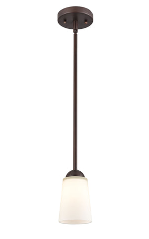 Pendant Fixtures Ivey Lake Pendant - Rubbed Bronze - Etched White Glass - 4.75in. Diameter - E26 Medium Base