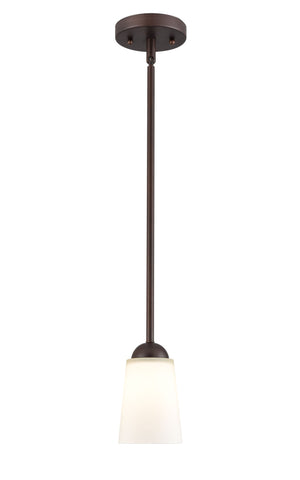 Pendant Fixtures Ivey Lake Pendant - Rubbed Bronze - Etched White Glass - 4.75in. Diameter - E26 Medium Base