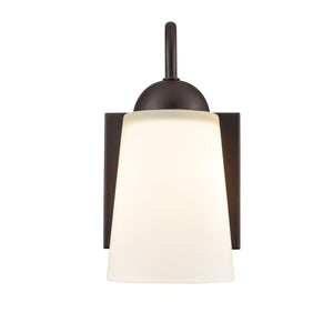 Wall Sconces Ivey Lake Wall Sconce - Rubbed Bronze - Etched White Glass - 6.5in. Extension - E26 Medium Base