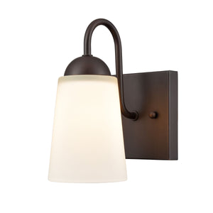 Wall Sconces Ivey Lake Wall Sconce - Rubbed Bronze - Etched White Glass - 6.5in. Extension - E26 Medium Base